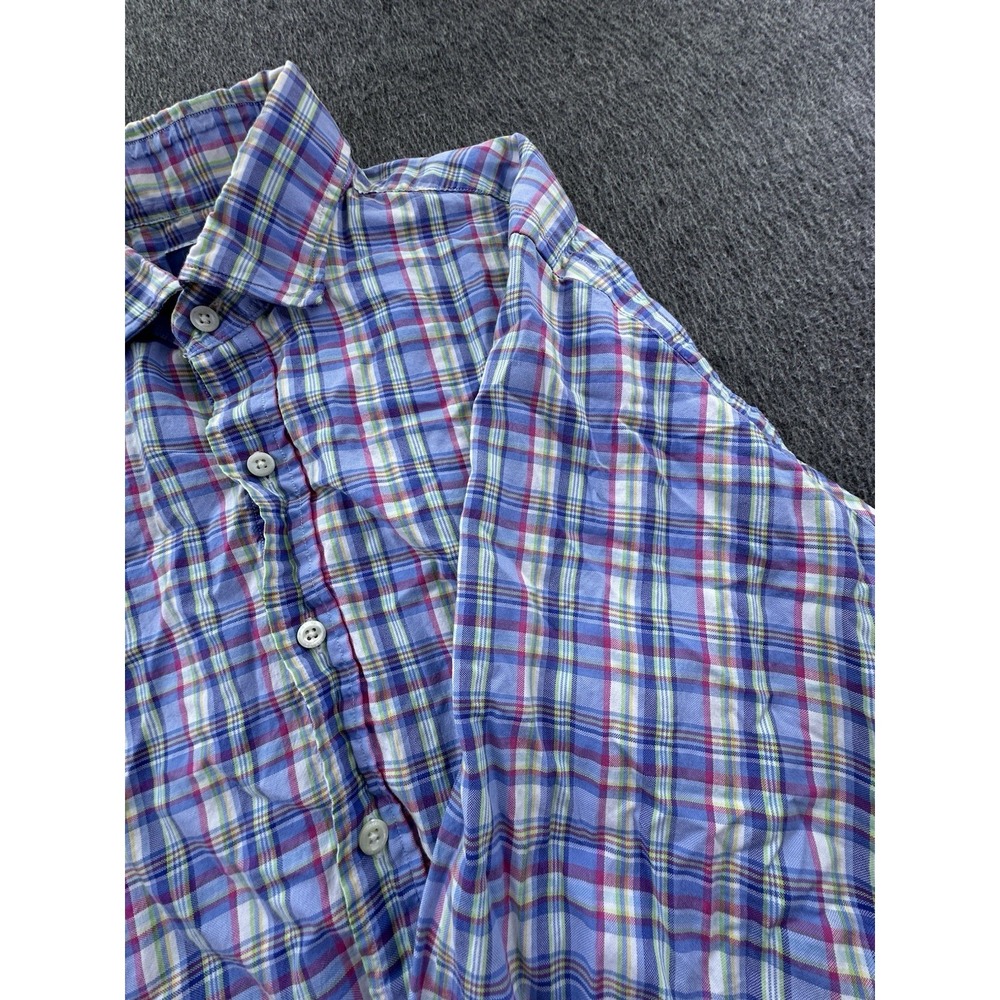 Polo Ralph Lauren Shirt Mens Xlarge Blue Pink Plaid Button Up Sleeve Classic Fit